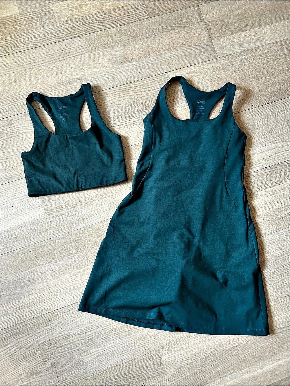 Girlfriend Collective Small Green Athletic Mini Dress and XS sports bra
